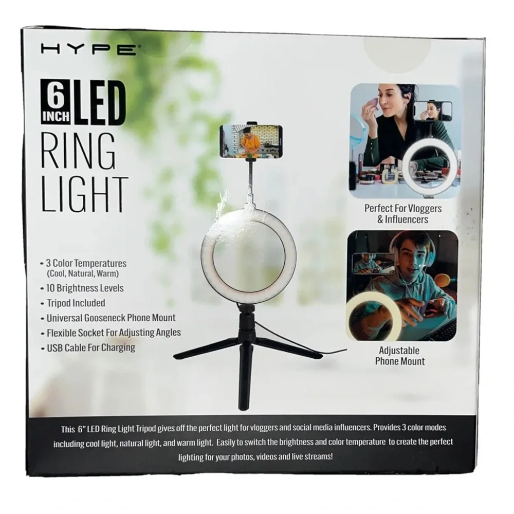 Selfie Video Calls Live Streaming Vlogging LED Ring Light Tripod W/ 10 Levels